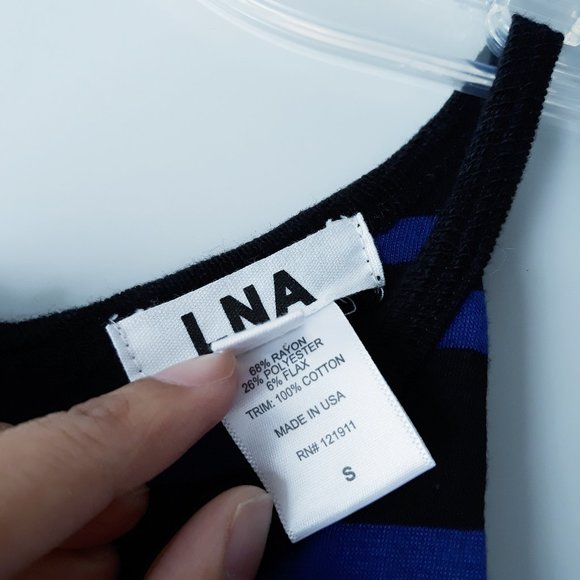 LNA Black Blue Striped Bodycon Midi Dress Sz S - Picture 8 of 9